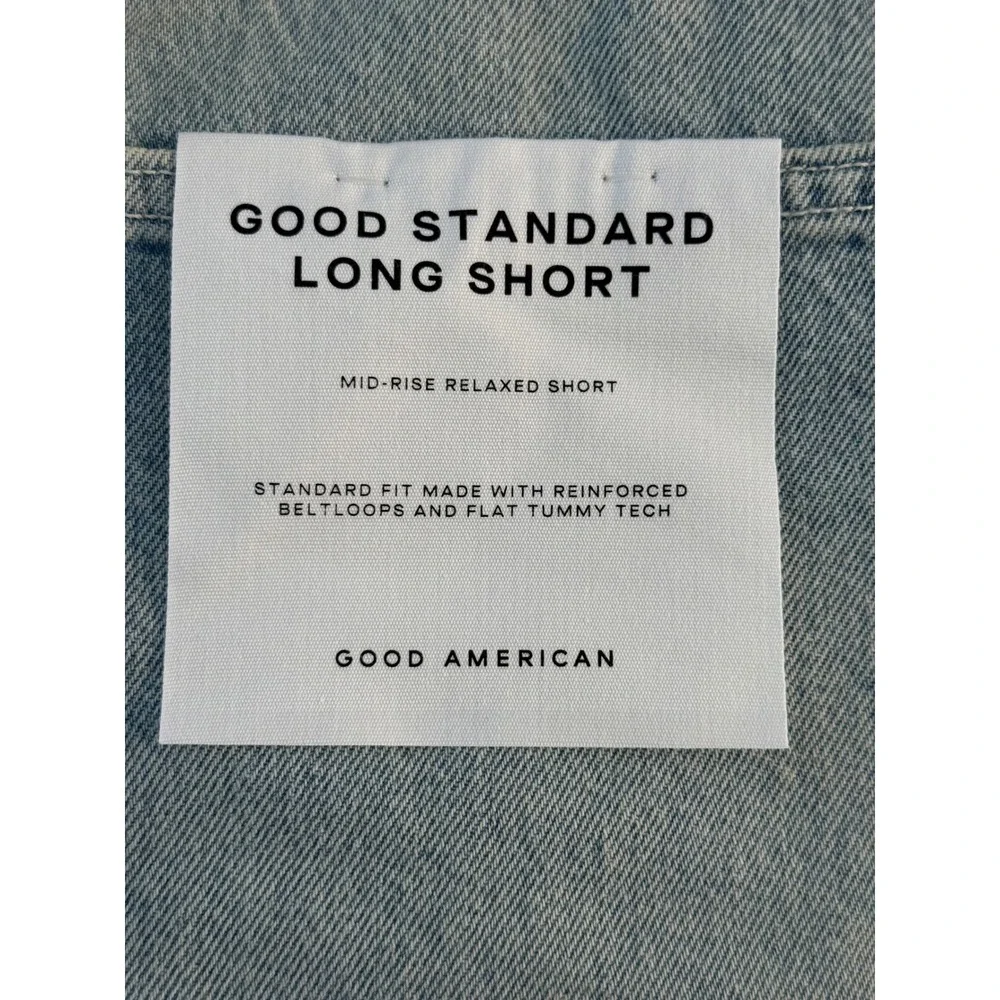 Good American Good Standard Long Short Indigo888 Light Wash Denim 16 Plus NEW